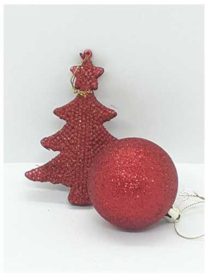 Set glob si bradut culoare rosu sclipitor pentru Craciun