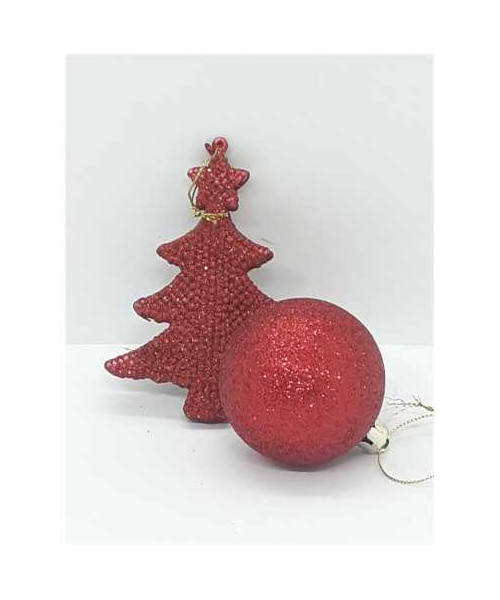 Set glob si bradut culoare rosu sclipitor pentru Craciun