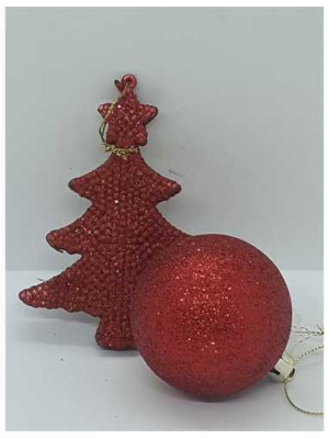 Set glob si bradut culoare rosu sclipitor pentru Craciun 2