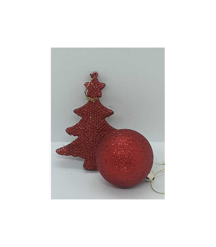 Set glob si bradut culoare rosu sclipitor pentru Craciun