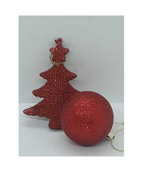 Set glob si bradut culoare rosu sclipitor pentru Craciun