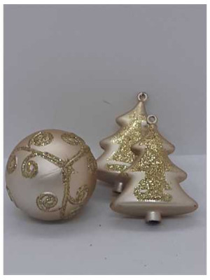 Set 3 globuri pentru brad de Craciun culoare auriu