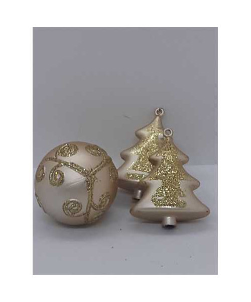 Set 3 globuri pentru brad de Craciun culoare auriu