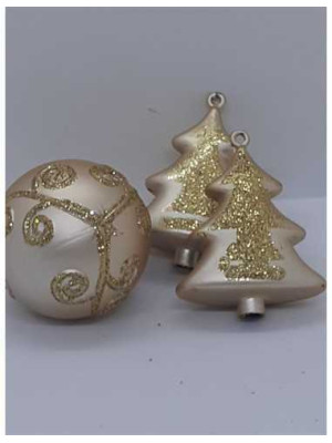 Set 3 globuri pentru brad de Craciun culoare auriu 2