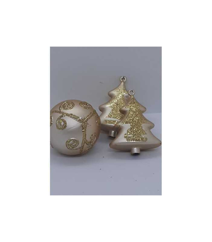 Set 3 globuri pentru brad de Craciun culoare auriu