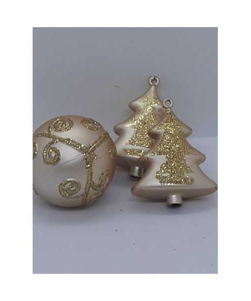 Set 3 globuri pentru brad de Craciun culoare auriu