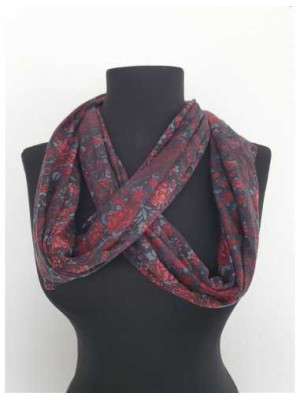 Esarfa circulara dama cu print floral multicolor pentru primavara