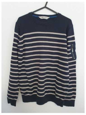 Pulover tricotat cu dungi albe H&M