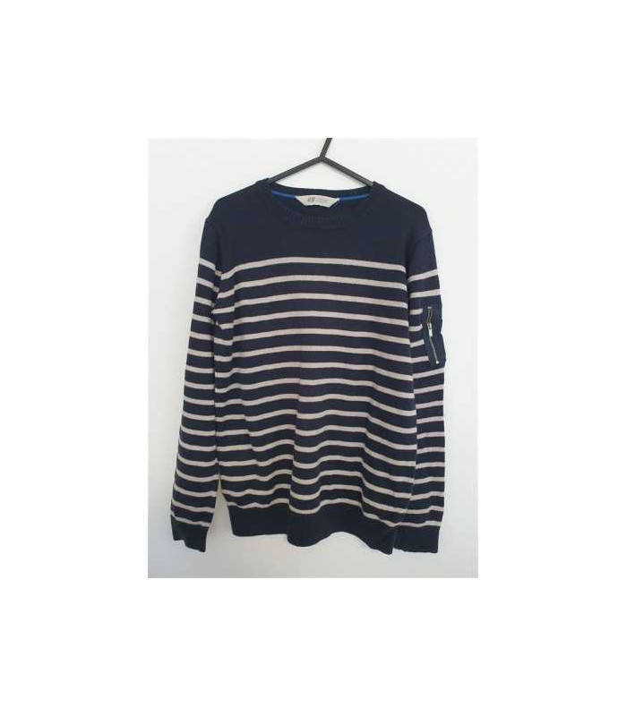 Pulover tricotat cu dungi albe H&M