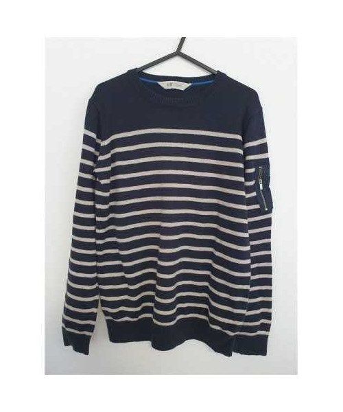 Pulover tricotat cu dungi albe H&M