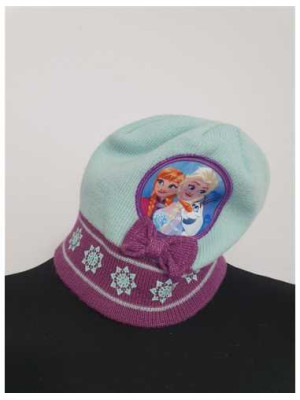 Caciula crosetata cu imprimeu Frozen si fundita Disney 2