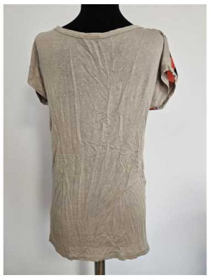 Tricou dama cu maneca scurta si dungi multicolore 2