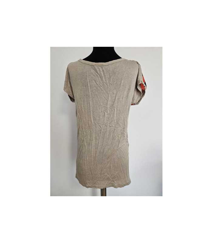 Tricou dama cu maneca scurta si dungi multicolore