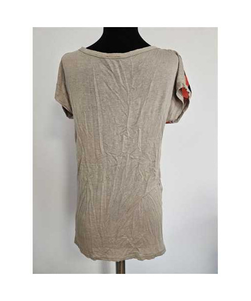 Tricou dama cu maneca scurta si dungi multicolore