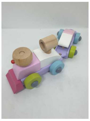 Trenulet din lemn multicolor