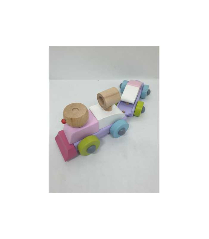 Trenulet din lemn multicolor