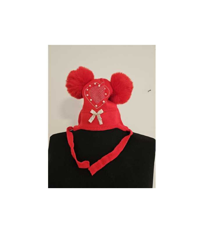 Caciula pentru fetite cu fundita si ciucuri