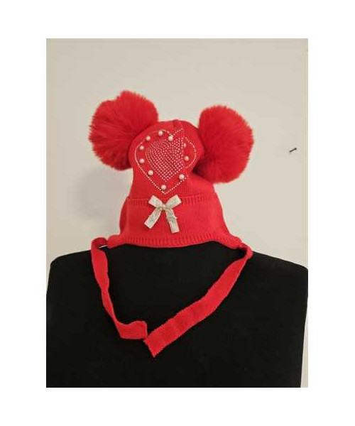 Caciula pentru fetite cu fundita si ciucuri