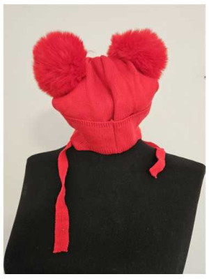 Caciula pentru fetite cu fundita si ciucuri 2