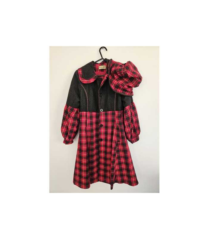 Palton elegant in carouri cu palarie pentru primavara