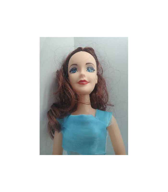 Papusa cu rochita lunga culoare bleu 38 cm