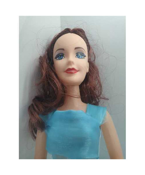 Papusa cu rochita lunga culoare bleu 38 cm