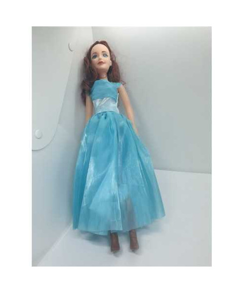 Papusa cu rochita lunga culoare bleu 38 cm