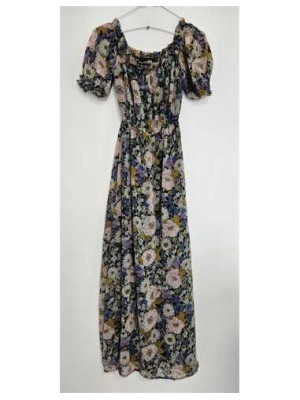 Rochie lunga de vara cu print floral multicolor Amisu