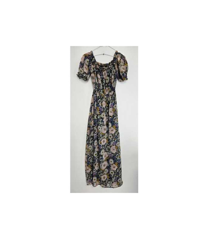 Rochie lunga de vara cu print floral multicolor Amisu