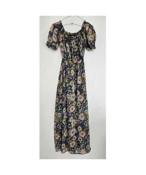 Rochie lunga de vara cu print floral multicolor Amisu