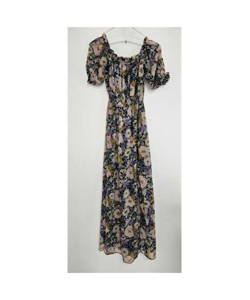 Rochie lunga de vara cu print floral multicolor Amisu