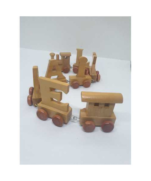Trenulet din lemn cu litere 8 piese