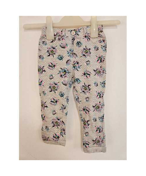 Pantaloni lungi pentru fetite model cu flori multicolore