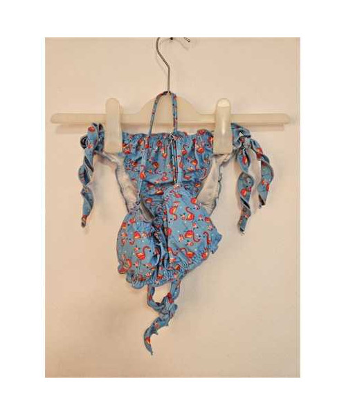 Costum de baie din 2 piese cu imprimeu Flamingo