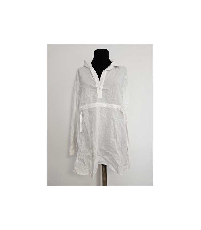 Camasa lunga cu decupaj in V la piept Blu deise