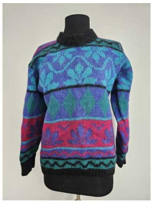 Pulover dama tricotat cu model multicolor