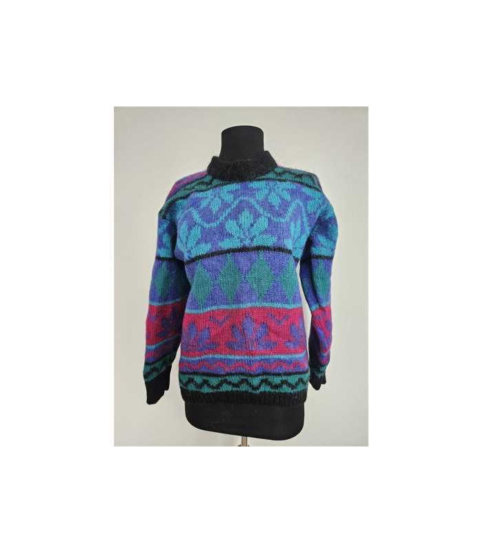 Pulover dama tricotat cu model multicolor