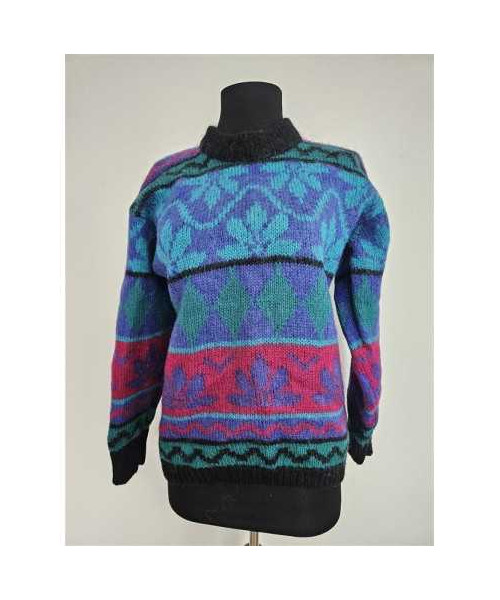 Pulover dama tricotat cu model multicolor