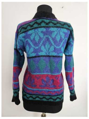 Pulover dama tricotat cu model multicolor 2