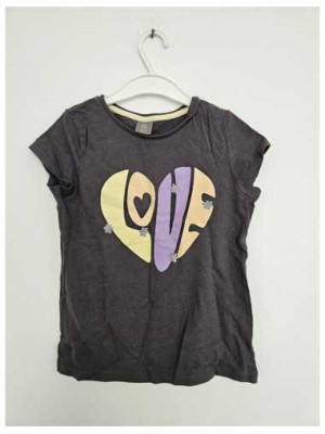 Tricou negru pentru fete cu o inima pe piept Little Kids