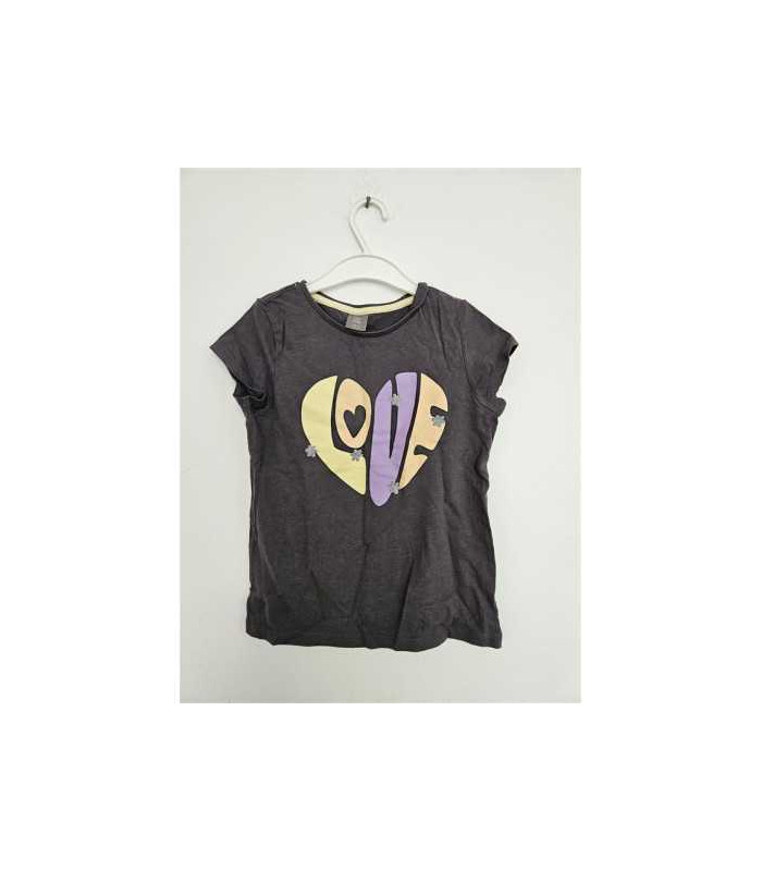 Tricou negru pentru fete cu o inima pe piept Little Kids