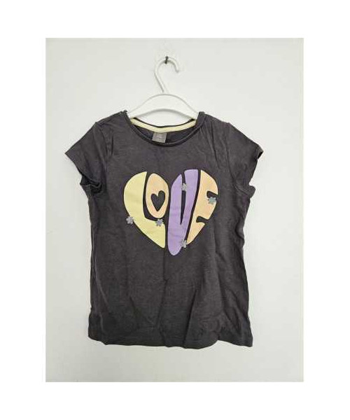 Tricou negru pentru fete cu o inima pe piept Little Kids