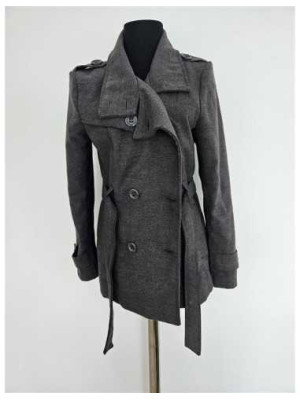 Palton dama scurt cu cordon in talie