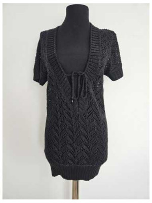 Pulover dama crosetat cu decupaj la piept MNG SUIT