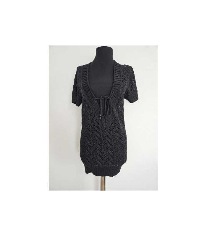 Pulover dama crosetat cu decupaj la piept MNG SUIT