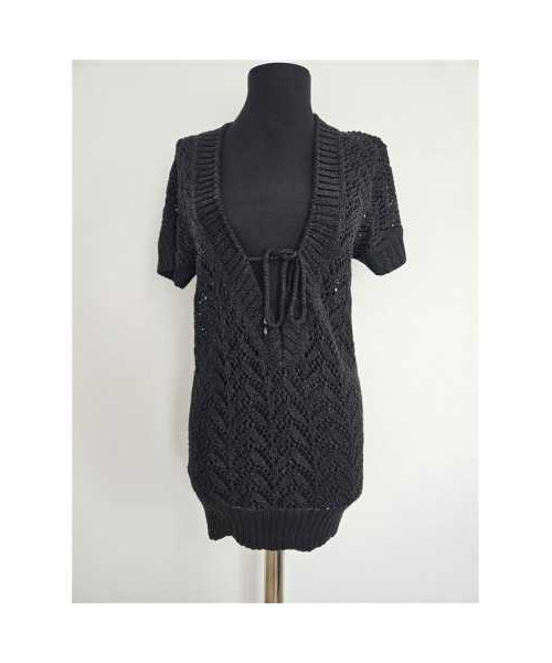 Pulover dama crosetat cu decupaj la piept MNG SUIT