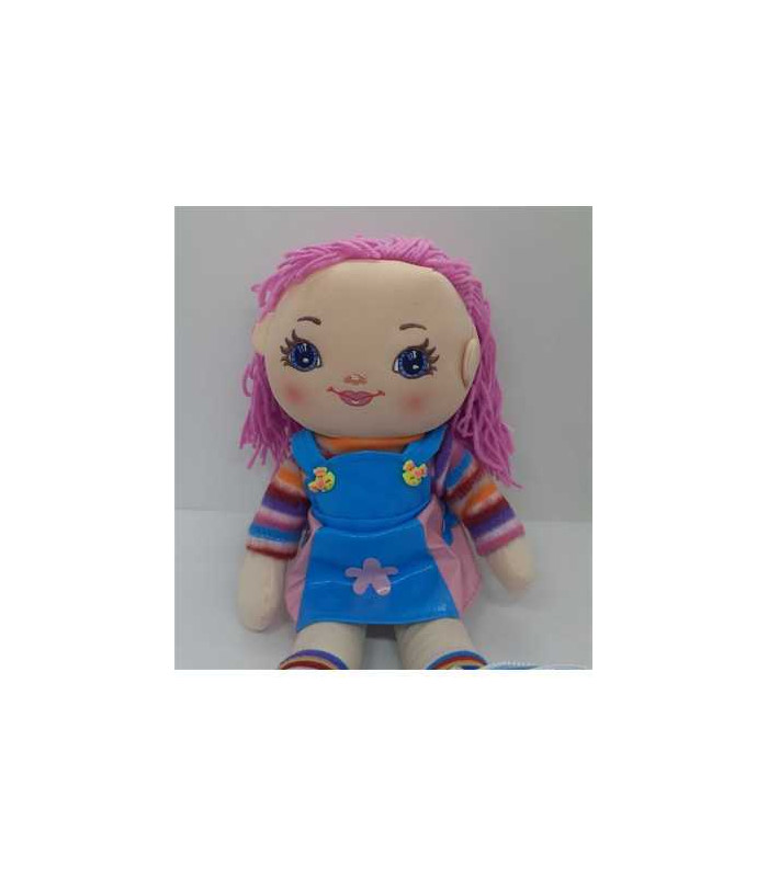 Papusa de plus cu sarafan albastru cu floricica