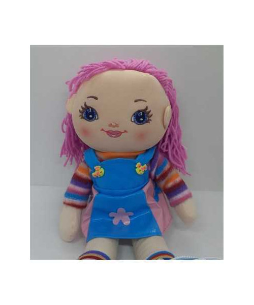 Papusa de plus cu sarafan albastru cu floricica