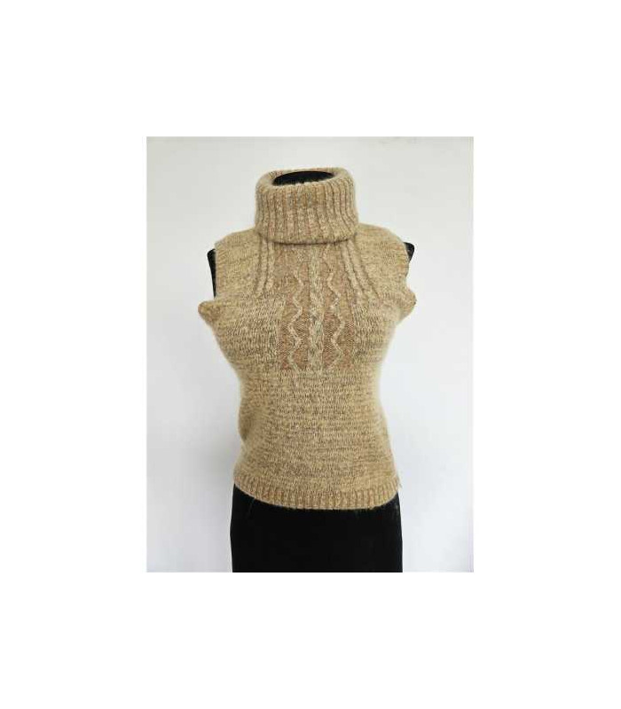 Vesta dama tricotata cu guler rasucit