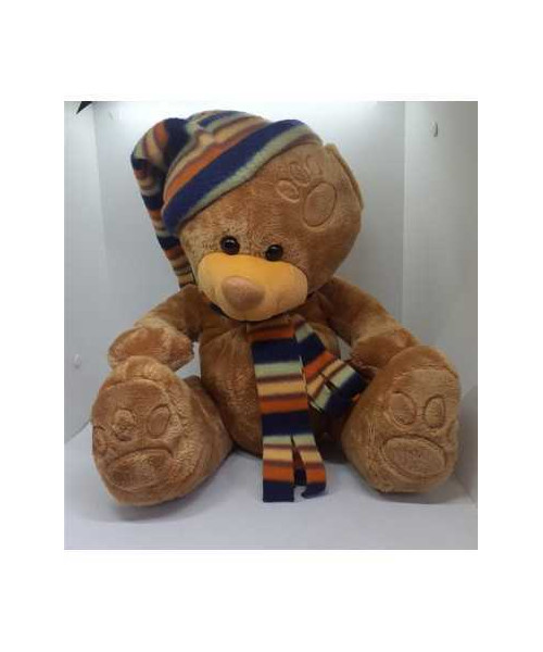 Ursulet de plus cu caciulita si fular 37 cm